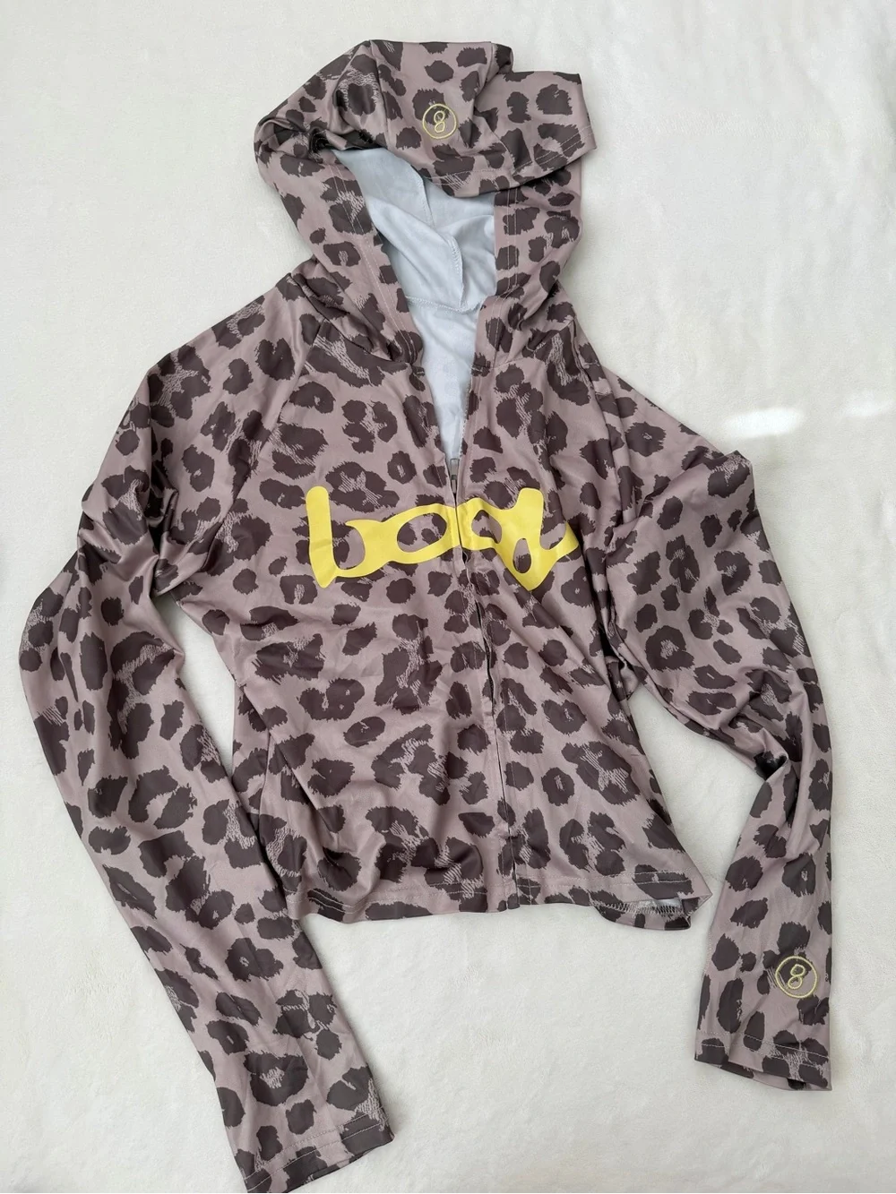 Body by Raven Leopard Print Activewear Set Medium Zip Hoodie Flare